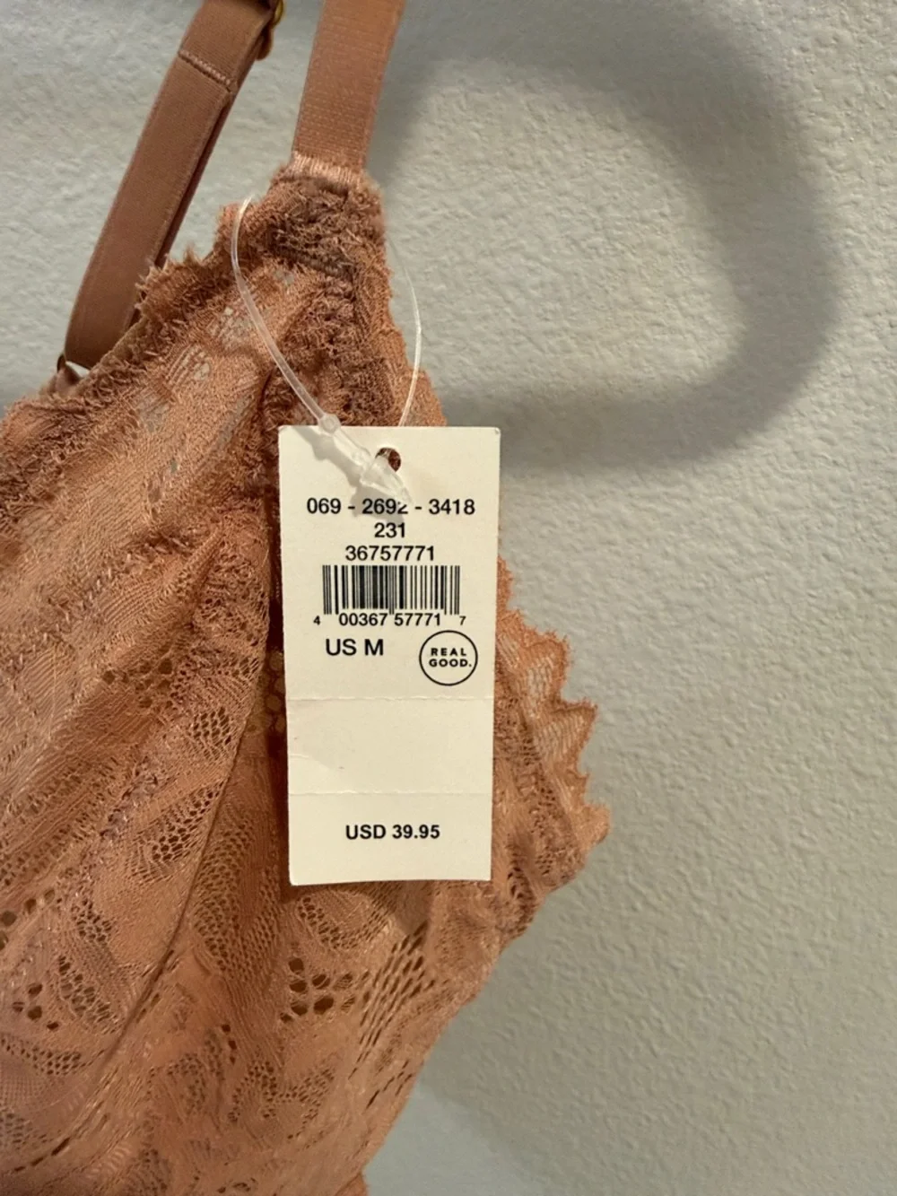 aerie Peach Lace Front-Closure Bralette - Picture 4 of 7